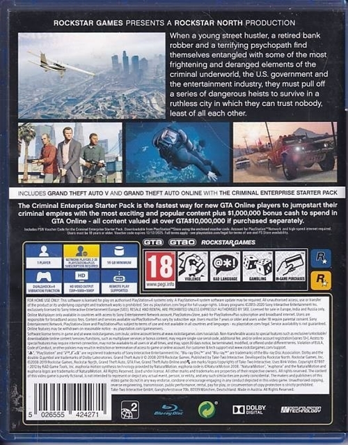 Grand Theft Auto V Premium Edition - PS4 (B Grade) (Genbrug)